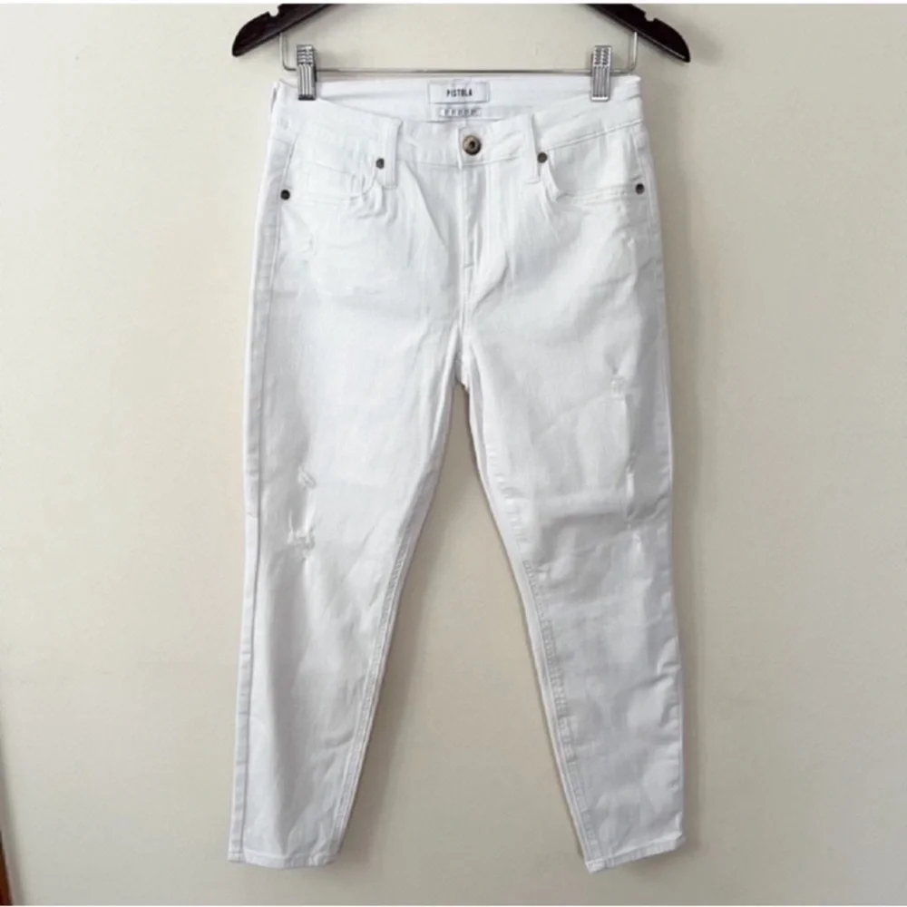 Pistola Jennifer Oslo White High Waisted Jeans P6822FTN Size 27 Distressed
